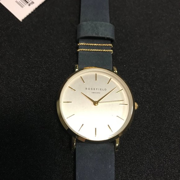 Rosefield W. Village Blue Gold 33mm Leather Watch - Picture 1 of 5